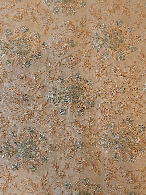Signoraa Cream Satin Silk Embroidery Fabric – PMT012336