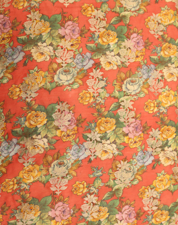 Signoraa Pink Tussar Weaving Motif With Digital Colorful Print - PMT06151