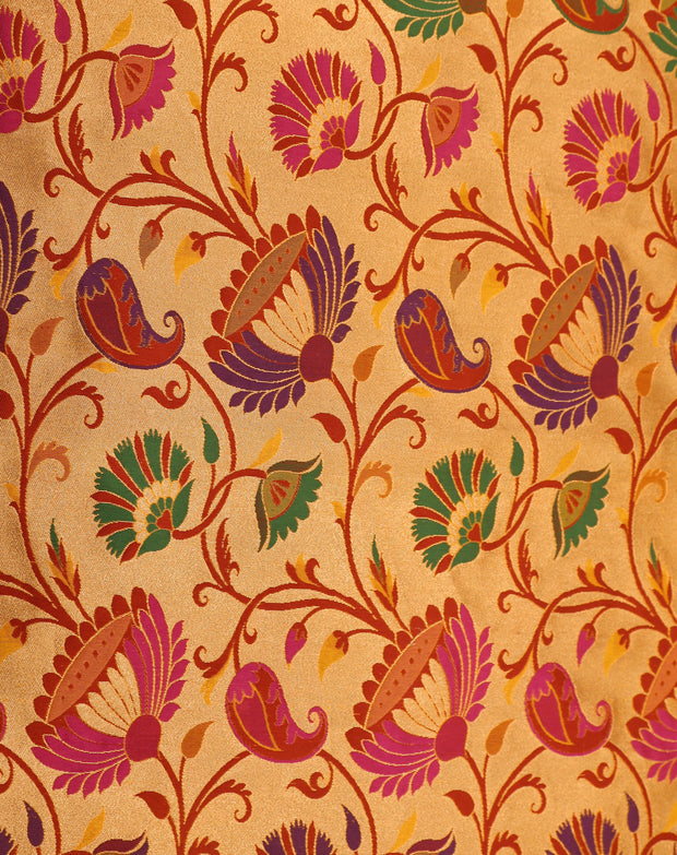 Signoraa Gold Silk Tissue Meenakari Weaving Fabric – PMT04972