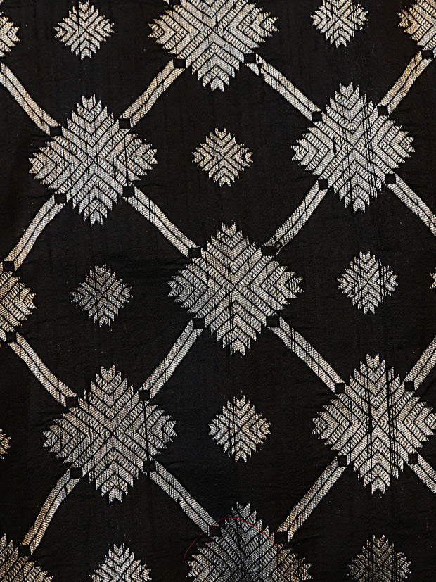 Signoraa Black Tussar Silver Weaving Fabric – PMT012326