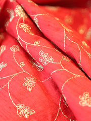 Signoraa Red Raw Silk Aari Sequence Embroidery Fabric – PMT012578