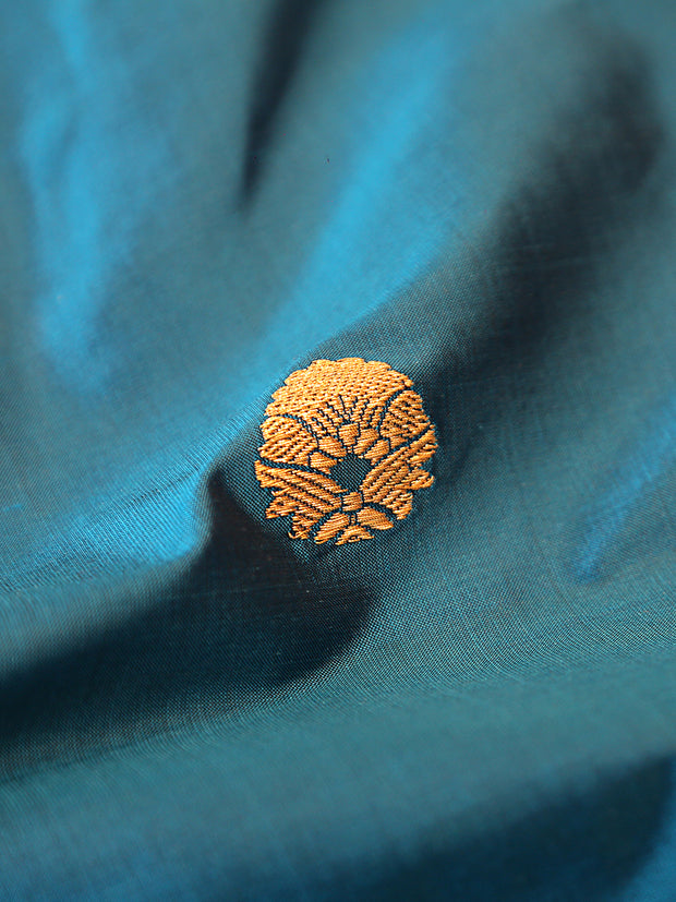 Signoraa Blue Silk Zari Motifs Fabric – PMT012626