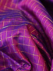 Signoraa Magenta Silk Gold Zari Checks Fabric – PMT012624