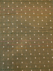 Signoraa Mehndi Green Chanderi Zari Dots Kantha Embroidery Fabric – PMT012500