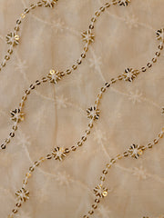 Signoraa Off White Organza Gold Sequence Embroidery Fabric – PMT012595