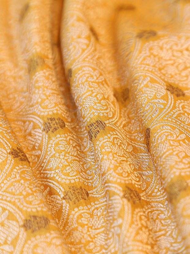 Signoraa Mustard Silk Gold Copper Jaal Weaving Fabric – PMT012528