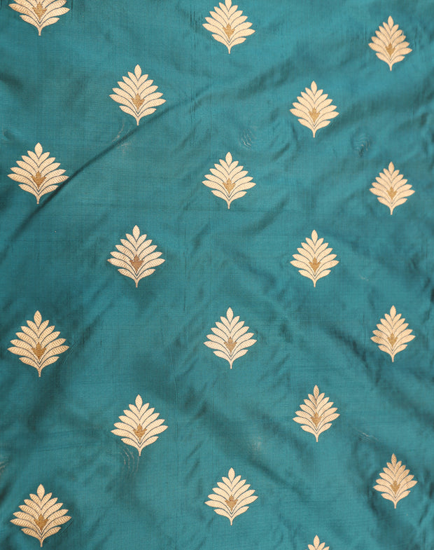 Signora Peacock Blue Silk With Zari Silver Meenakari - PMT010042