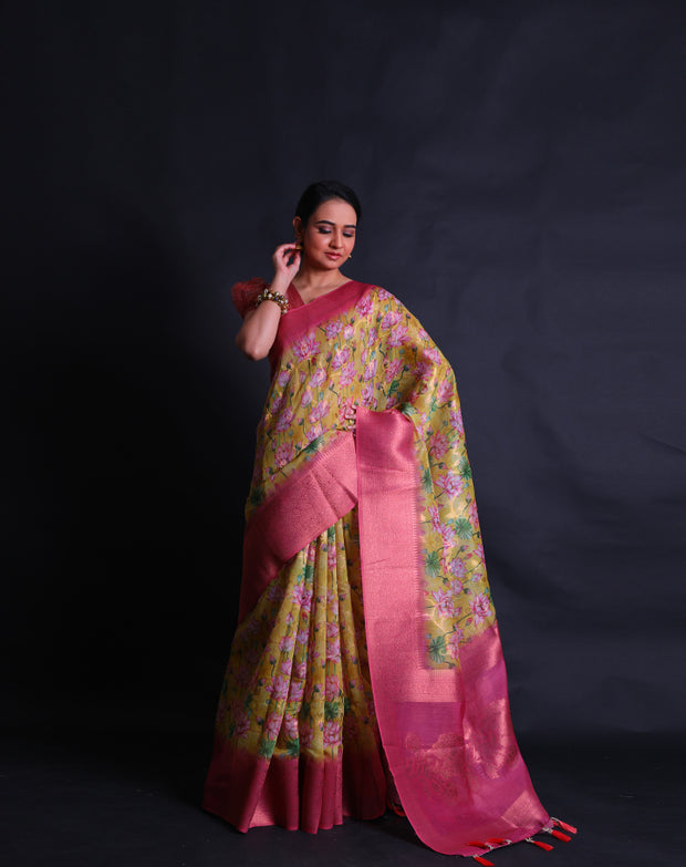The mustard blended saree you described sounds vibrant and elegant,- BLN01341