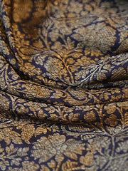 Signoraa Navy Blue Silk Gold Jaal Weaving Fabric – PMT012413