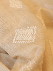 Signoraa Beige Tussar Zari Thread Embroidery Fabric – PMT012484