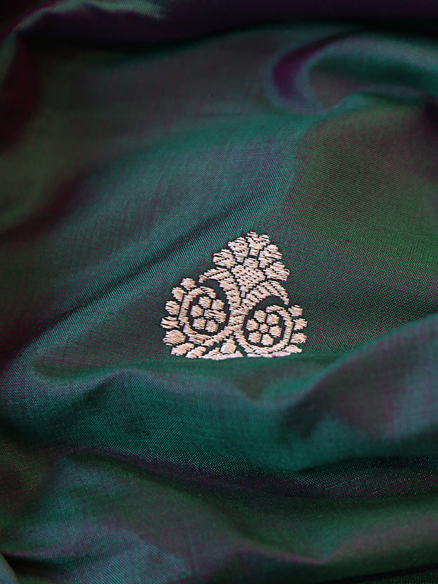 Signoraa Short Green Silk Zari Motif Weaving Fabric – PMT012436