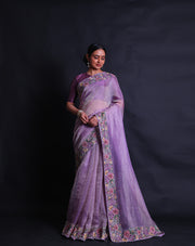 The mauve tissue saree you've described sounds absolutely lovely, especially with the petit point embroidery adding delicate details.- EMB03359