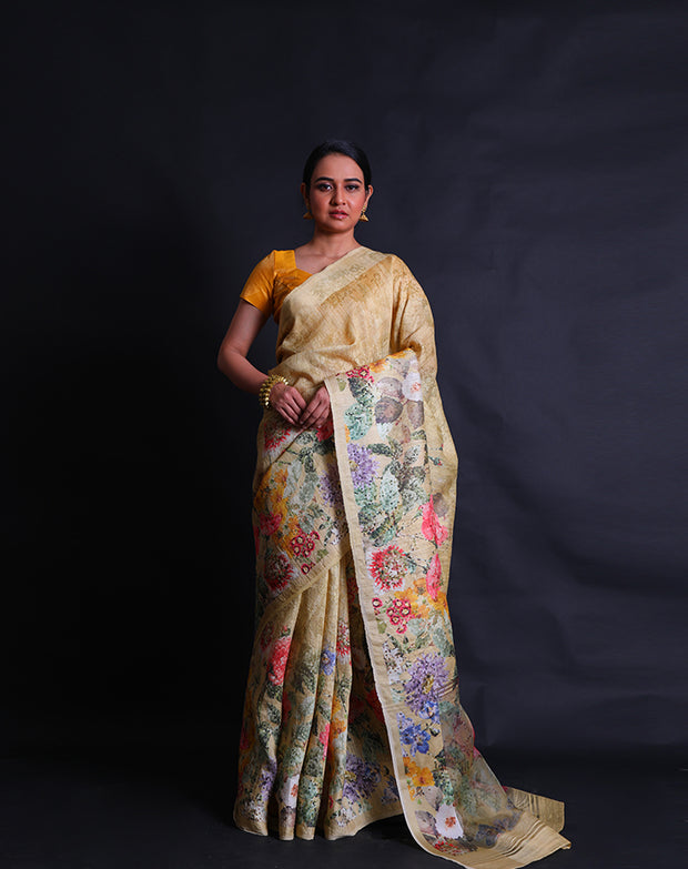The light yellow Tussar saree you're describing sounds fresh and elegant.- PTS05296