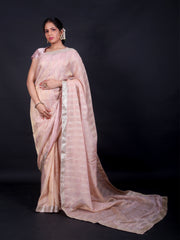 Signoraa Pink Fancy Brocade Zari Lines Saree - EMB03252