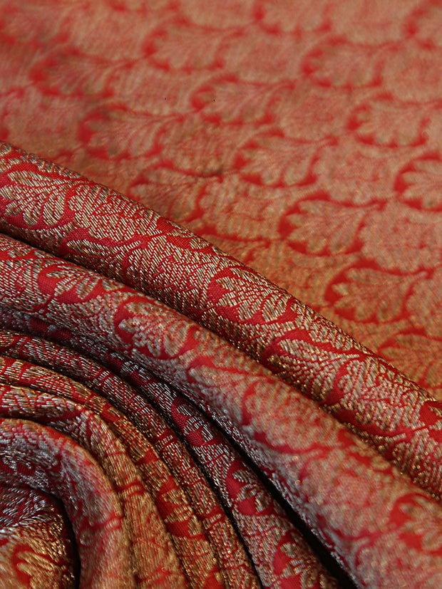 Signoraa Maroon Silk Antique Jaal Weaving Fabric – PMT012087