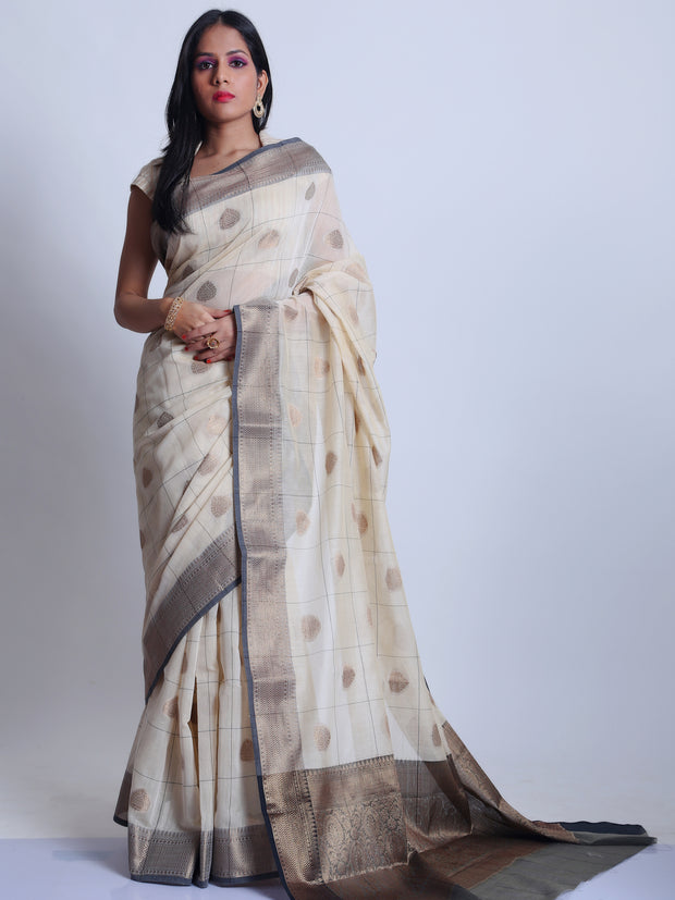 Signoraa cream Fancy Cotton saree - FCT010526