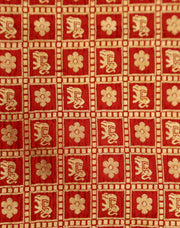 Signoraa Red Silk Checks Zari With Flower And Elephant - PMT011545