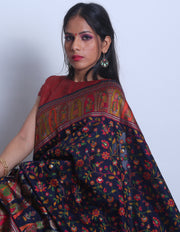 Signoraa  Black Pashmina silk fabric saree - BLN00756
