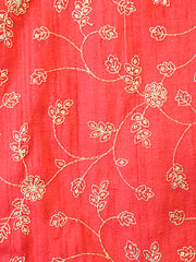Signoraa Red Raw Silk Aari Sequence Embroidery Fabric – PMT012578