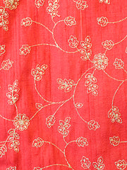 Signoraa Red Raw Silk Aari Sequence Embroidery Fabric – PMT012578