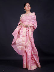 Signoraa Pink Fancy Silk Cotton Flower Saree – FCT010672
