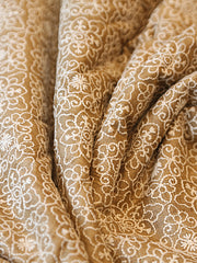 Signoraa Beige Tussar Embroidery Fabric – PMT012579