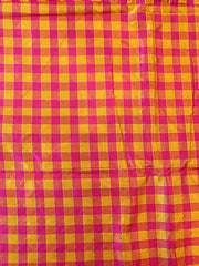 Signoraa Orange Silk Gold Zari Checks Fabric – PMT012575