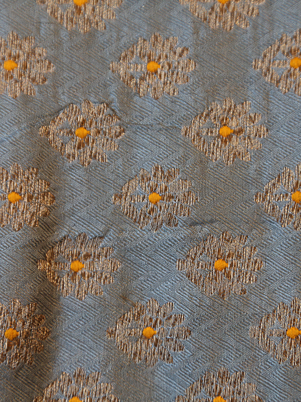 Signoraa Grey Silk Antique Butti Meenakari Weaving Fabric – PMT012418