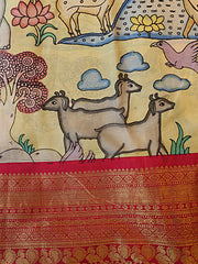 Signoraa Green Kanjivaram Silk Kalamkari Fabric – PMT012592DG  PMT01259LG