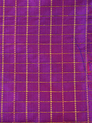 Signoraa Magenta Silk Gold Zari Checks Fabric – PMT012624