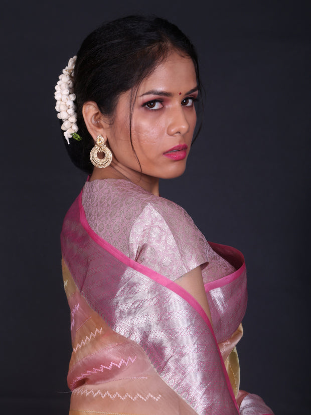 Signoraa Peace Organza Leheriya Saree - EMB03237