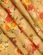 Signoraa Beige Tussar Weaving Motif With Digital Colorful Print - PMT010611