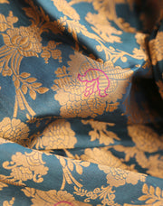 Signoraa Peacock Blue Silk With Dull Gold Zari Weaving - PMT010594