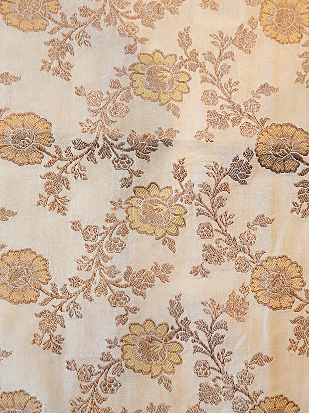 Signoraa Off White Heavy Brocade Gold Antique Jaal Weaving Fabric – PMT012462