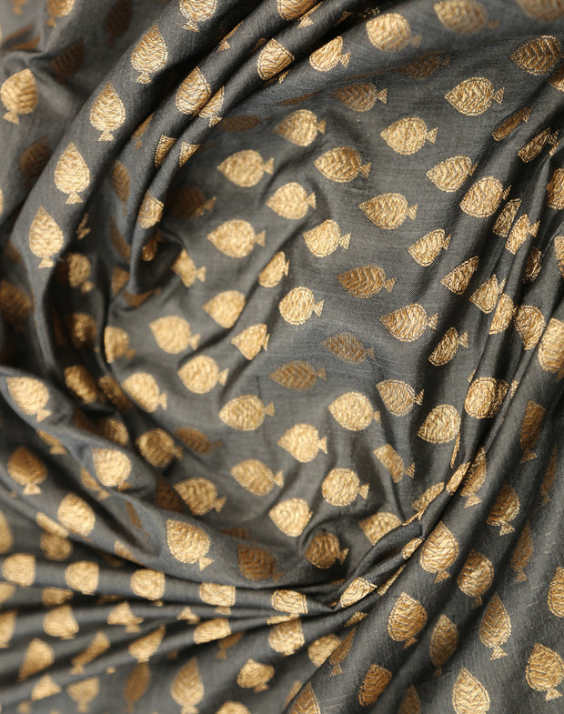 Signoraa Elephant Gray Silk With Copper Design Butti - PMT010884