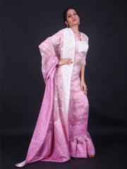 Signoraa Pink Organza Digital Printed Saree – EMB03246