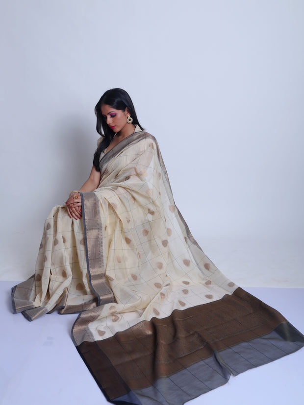 Signoraa cream Fancy Cotton saree - FCT010526