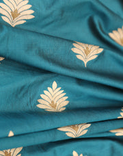 Signora Peacock Blue Silk With Zari Silver Meenakari - PMT010042