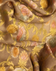 Signoraa Onion Pink Khadhi Geogrette Zari Jaal In Colourful Weaving - PMT012109