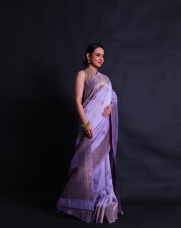 The mauve Banarasi cotton saree you're describing sounds elegant and timeless.- BSK010749