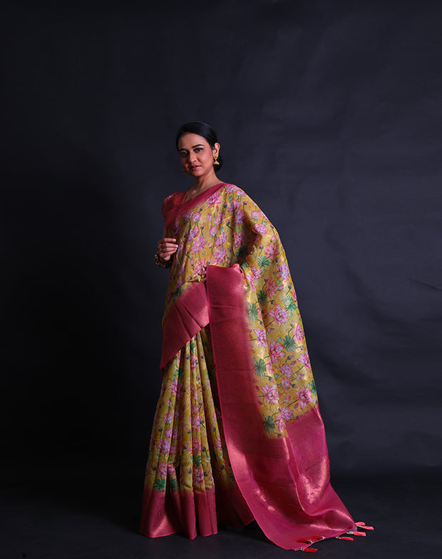 The mustard blended saree you described sounds vibrant and elegant,- BLN01341