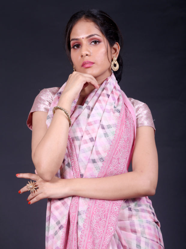 Signoraa Pink Georgette Zari Saree – EMB03241