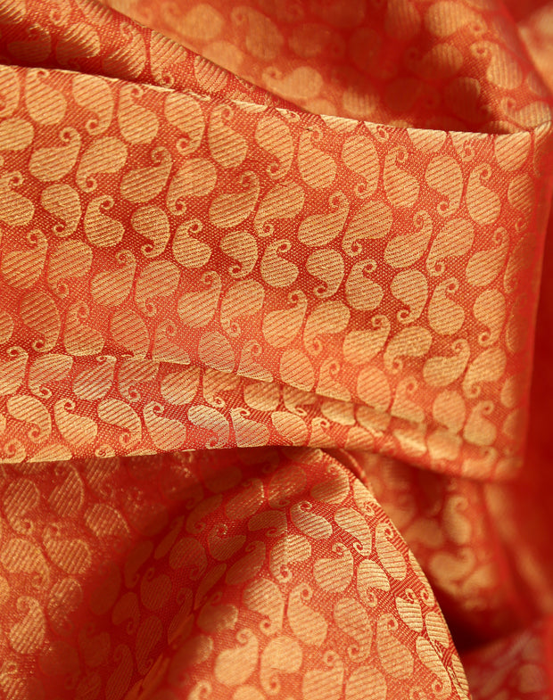 Signoraa Red Silk Tissue With Gold Weaving - PMT05128