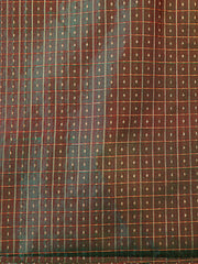 Signoraa Short Green Silk Gold Zari Checks Polka Dots Fabric – PMT012625