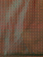 Signoraa Short Green Silk Gold Zari Checks Polka Dots Fabric – PMT012625