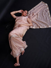 Signoraa Pink Fancy Brocade Zari Lines Saree - EMB03252