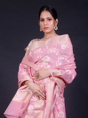 Signoraa Pink Fancy Silk Cotton Flower Saree – FCT010672