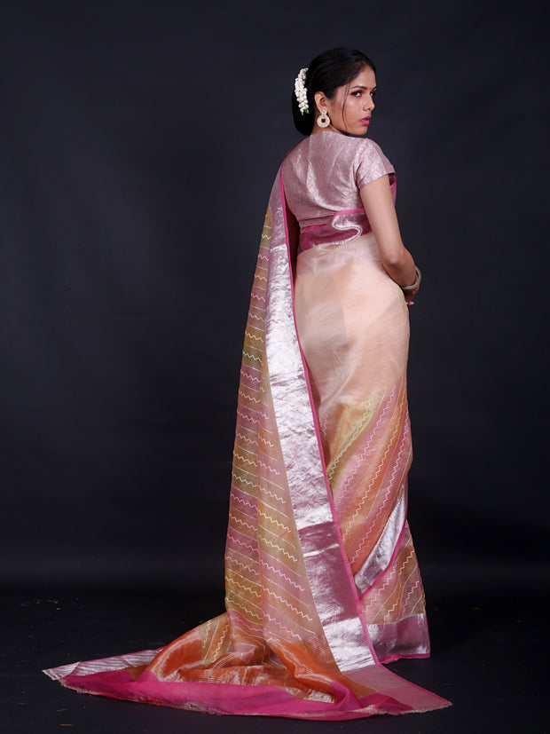 Signoraa Peace Organza Leheriya Saree - EMB03237