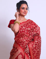 The maroon fancy cotton saree with thread woven all over the border - FCT011110