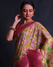 The mustard blended saree you described sounds vibrant and elegant,- BLN01341